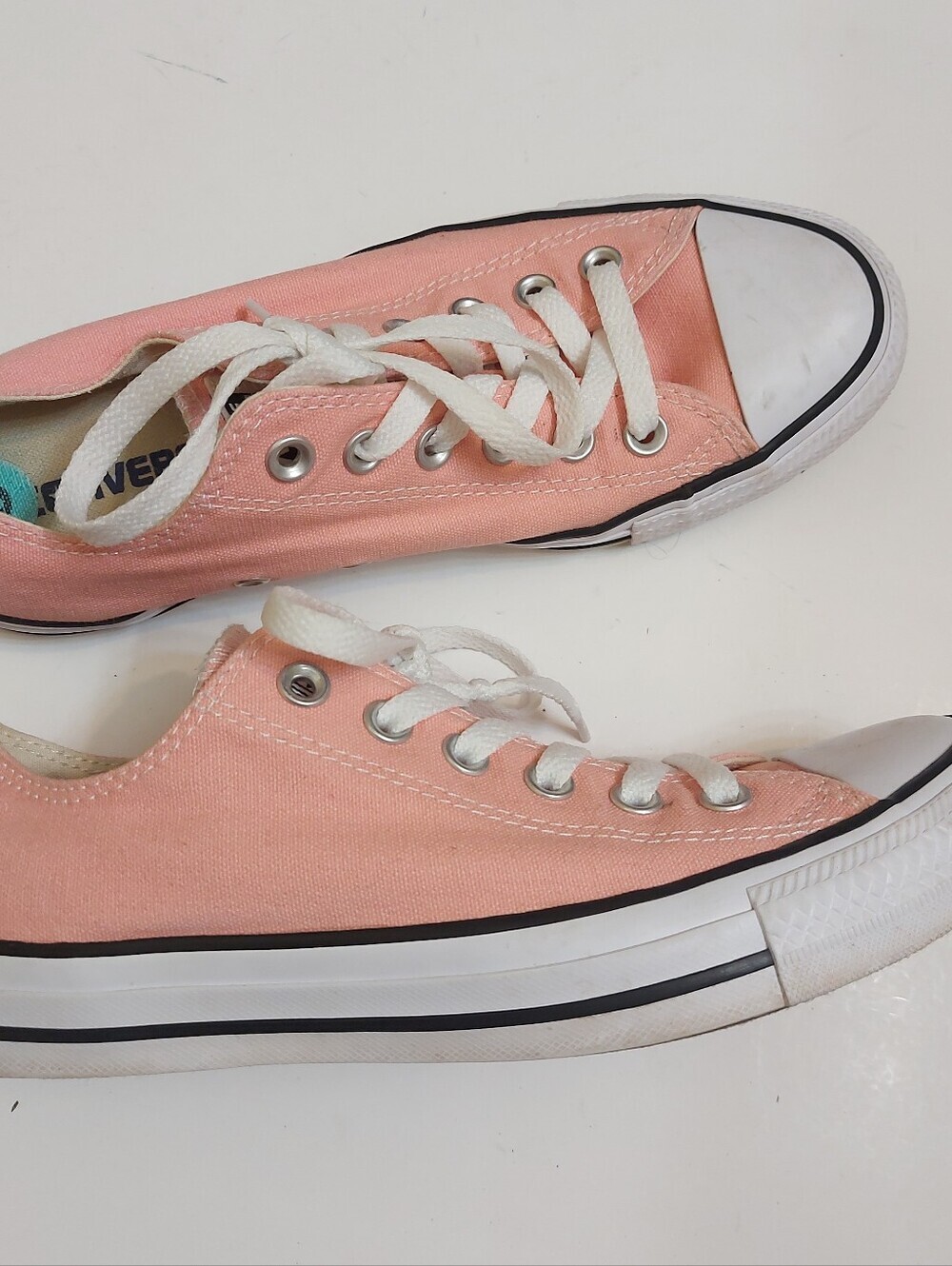 Converse Low Top Sneakers - Light Pink with White Trim - Picture 5 of 6